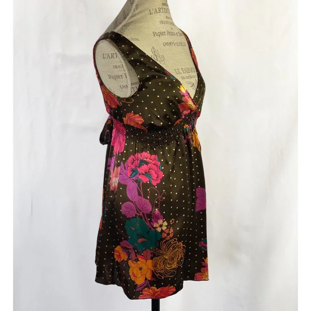 Anthropologie Flounce Brown Floral Halter Dress - Picture 4 of 11